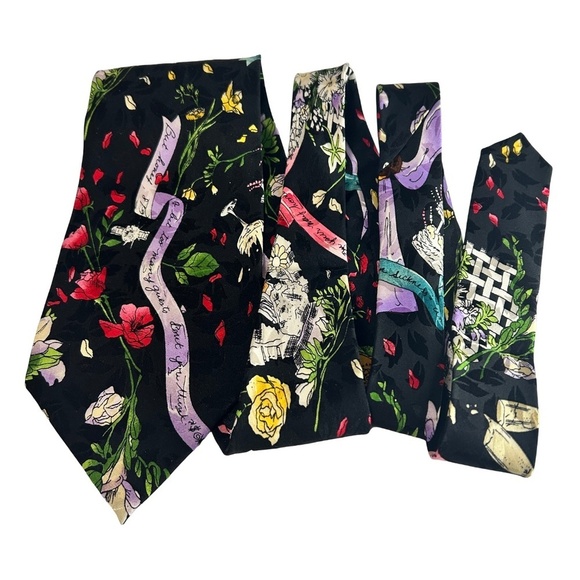 Nicole Miller Novelty Neck Tie Silk Wedding Theme Champagne Cake Floral Guests - Picture 4 of 14